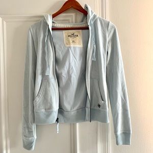 Soft Blue Hollister Jacket with Hood